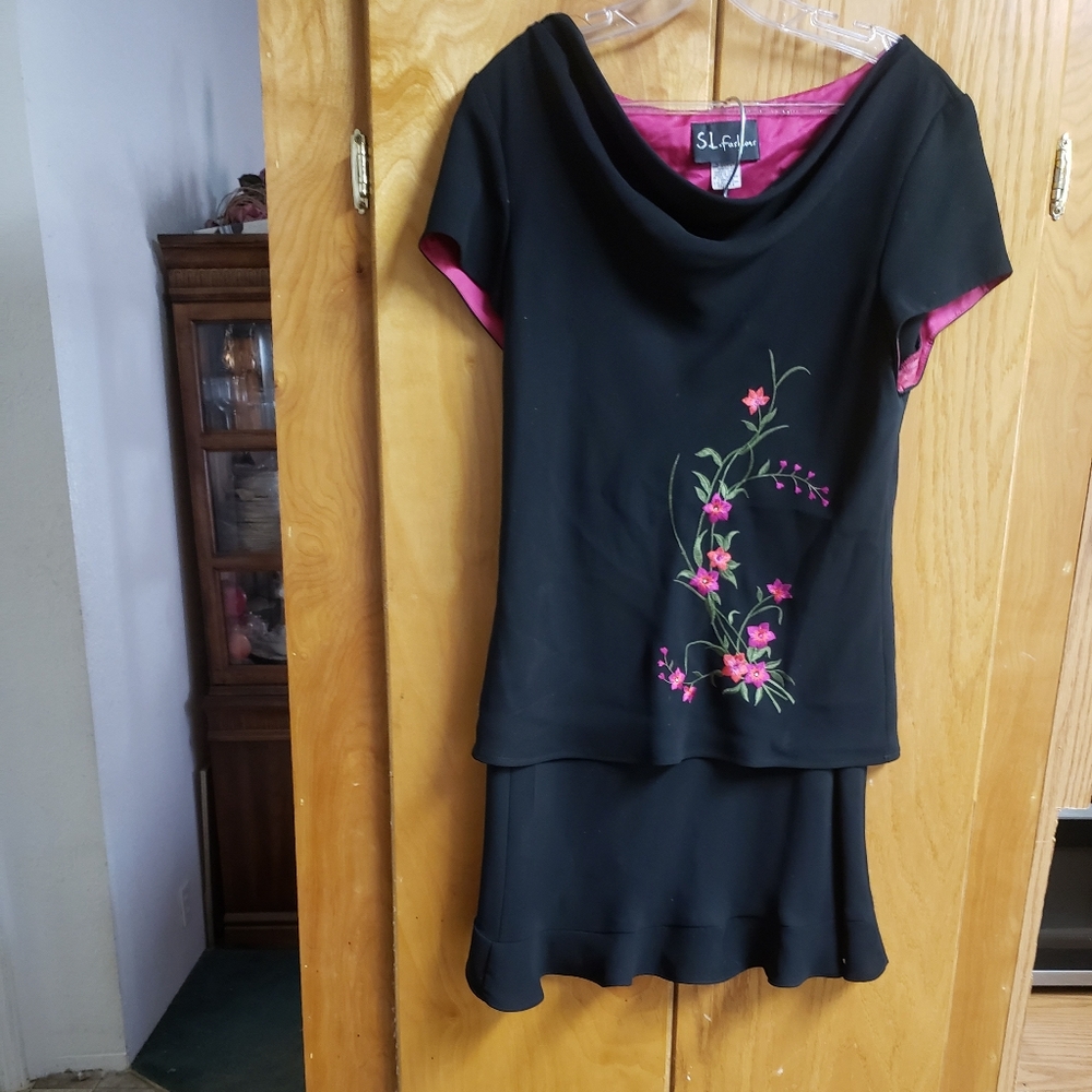 Black & Fucia Dress Size 14